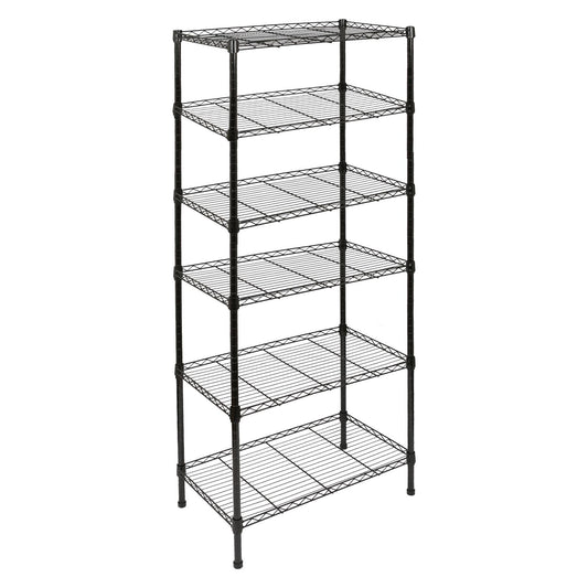 6 Shelf Black Adjustable Wire Shelving Unit