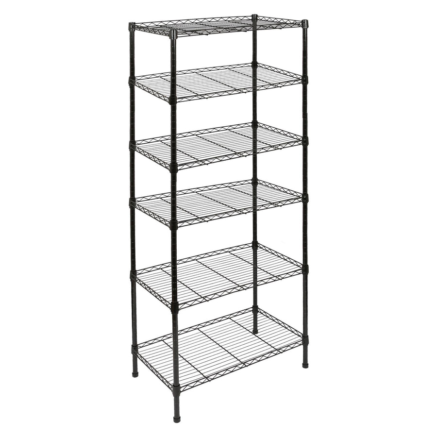 6 Shelf Black Adjustable Wire Shelving Unit