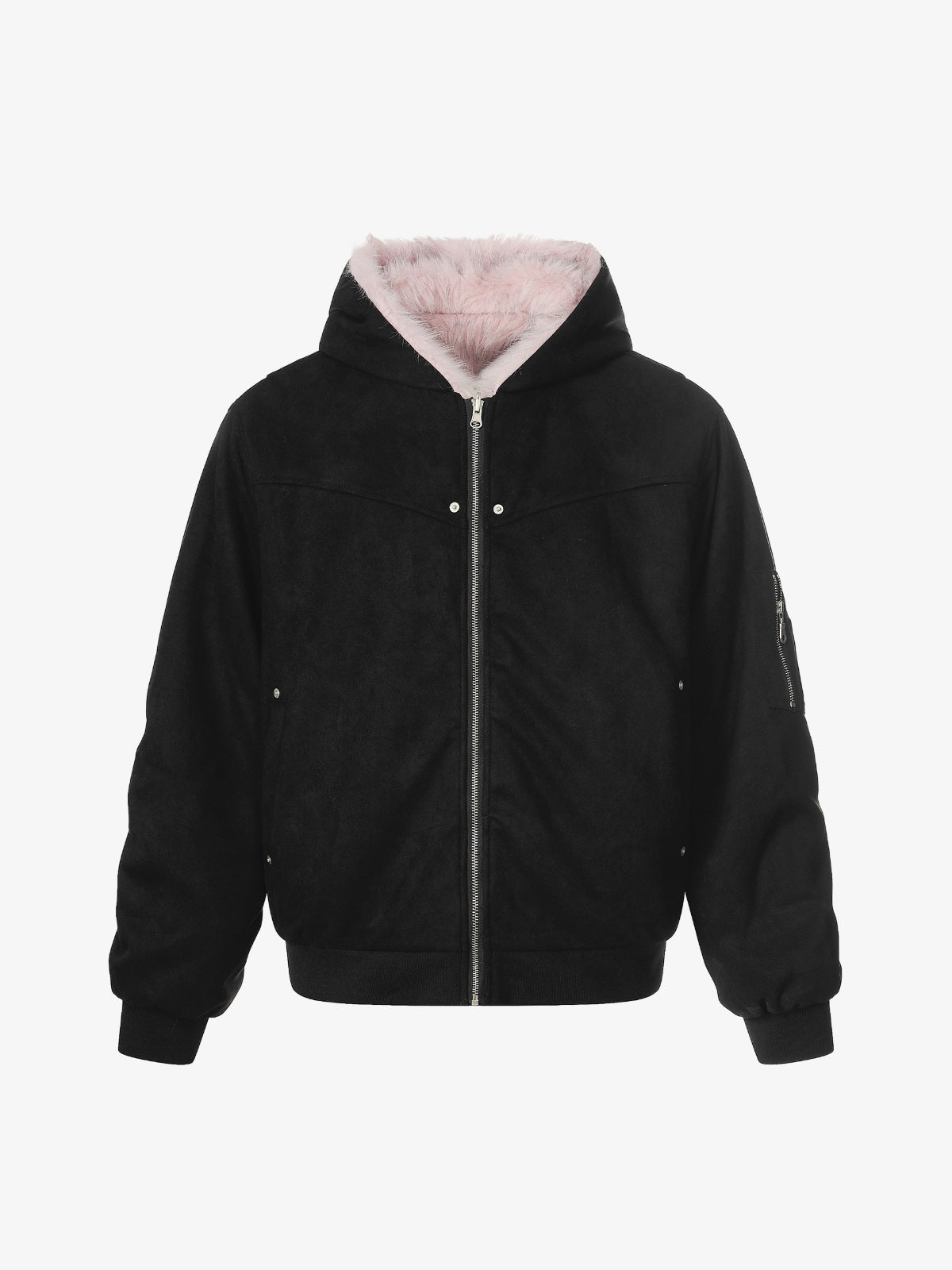 Street Fur Reversible Hooded Jacket - 2493 - Black / S