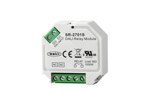 SR-2701S-DT7AC DALI-2 Relaismodul – 1-Kanal Schaltgerät für LED, EVG & Netzteile, 100–240 V AC