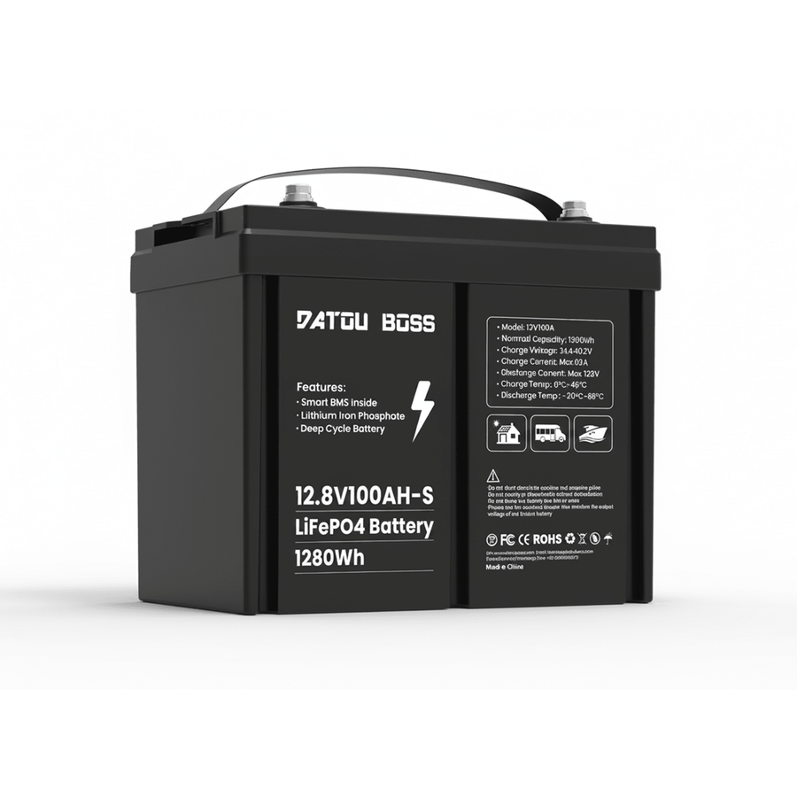 DATOUBOSS 12V 100Ah LiFePO4 Battery with 100A BMS  Deep Cycle Battery for RV Solar Home System