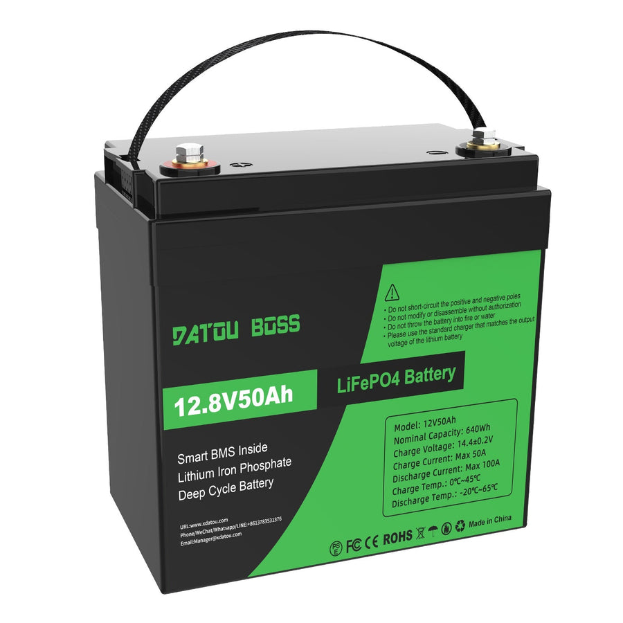 DATOUBOSS 12V 50Ah LiFePO4 Battery with 50A BMS Deep Cycle, Lithium Battery for RV, Solar, Home Energy Storage & Off-Grid Power System