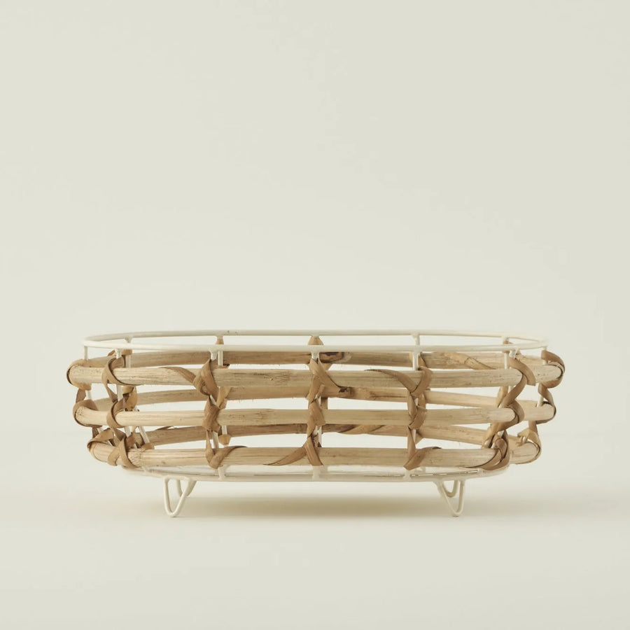 Dawn Round Woven Rattan Basket with Metal Frame