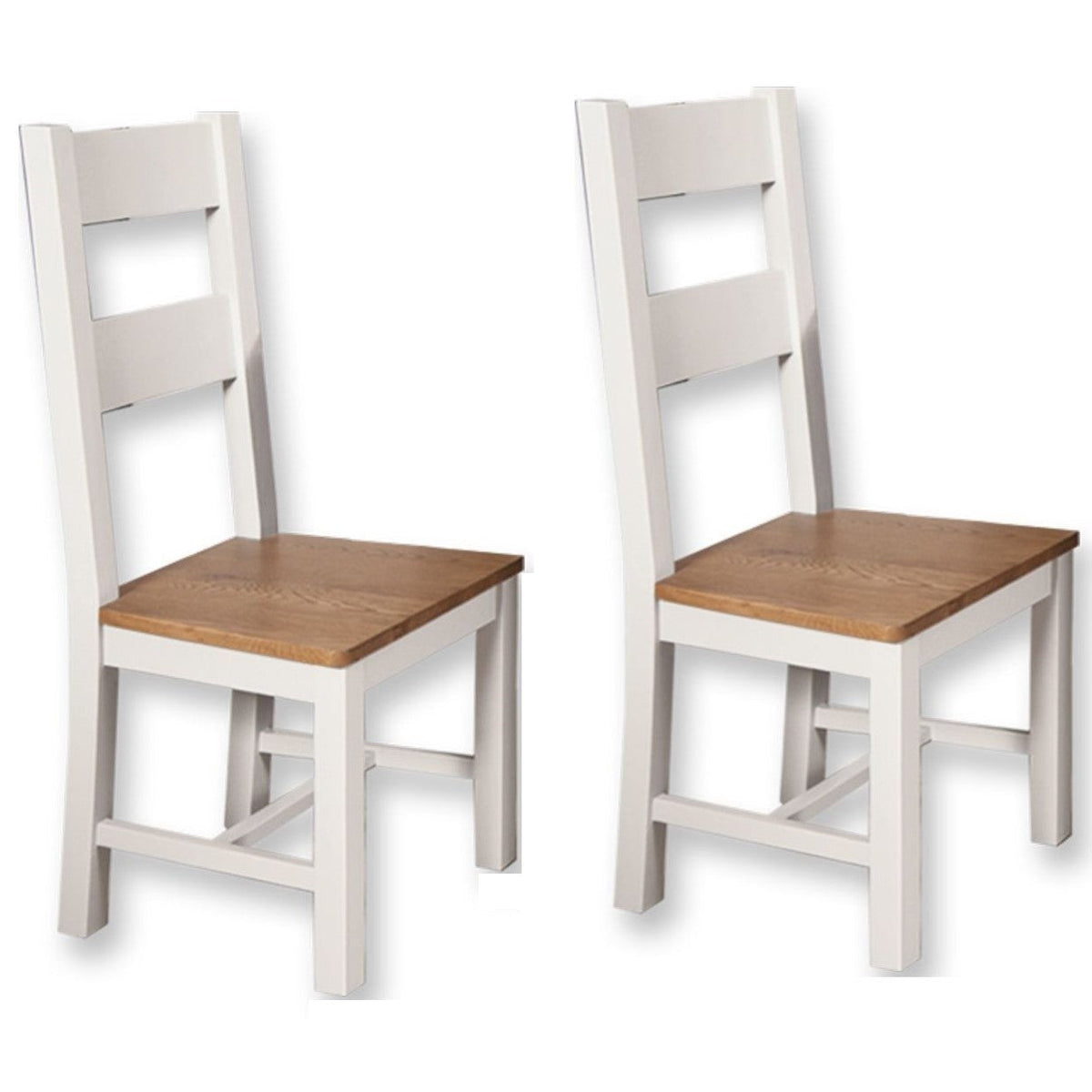 St.Ives White Painted & Oak Dining Chairs - Sold In Pairs - 2 Dining Chairs