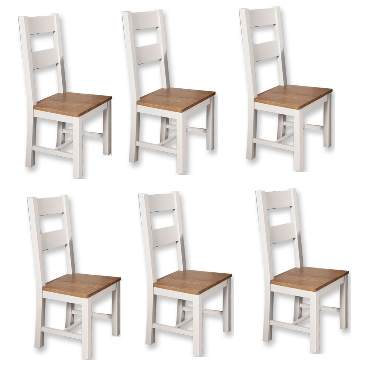 St.Ives White Painted & Oak Dining Chairs - Sold In Pairs - 6 Dining Chairs