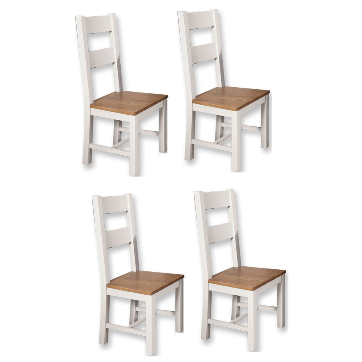 St.Ives White Painted & Oak Dining Chairs - Sold In Pairs - 4 Dining Chairs