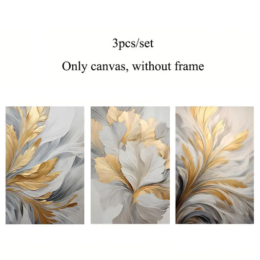 Gold Silver Botanical Canvas - 1 set - 3 pieces / 30x40cm Unframed