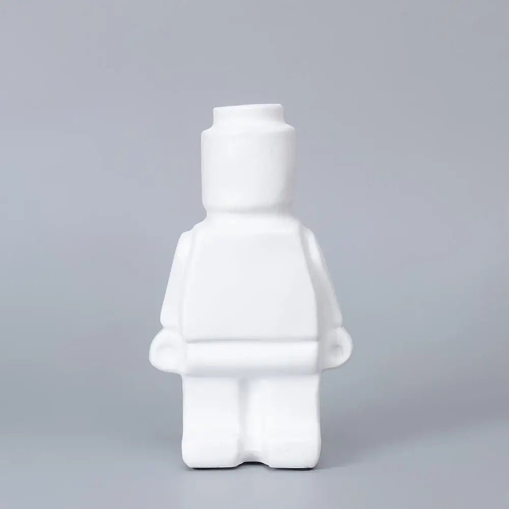 Green Ceramic Robot Vase - WHITE / CHINA