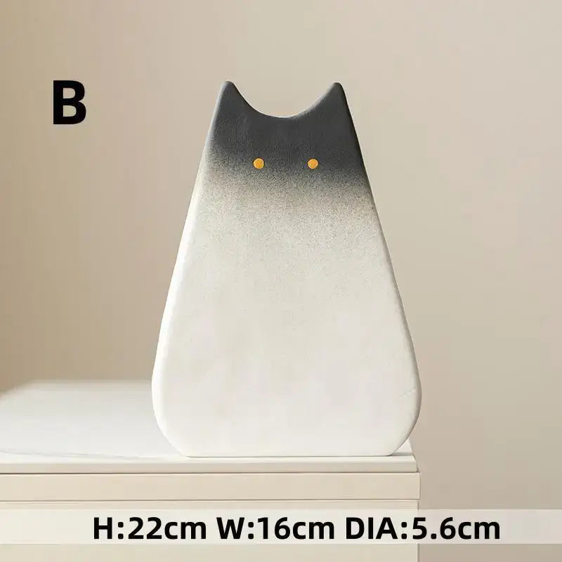 White Ceramic Cat Vase - B / CHINA