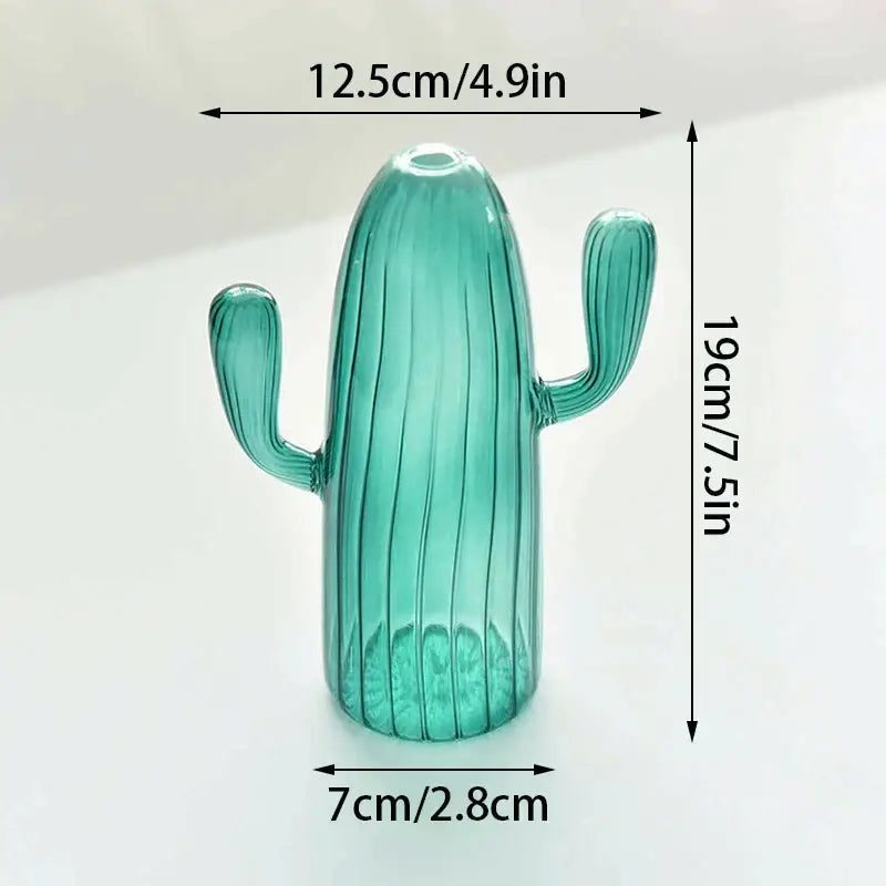 Green Cactus Glass Vase Set - C