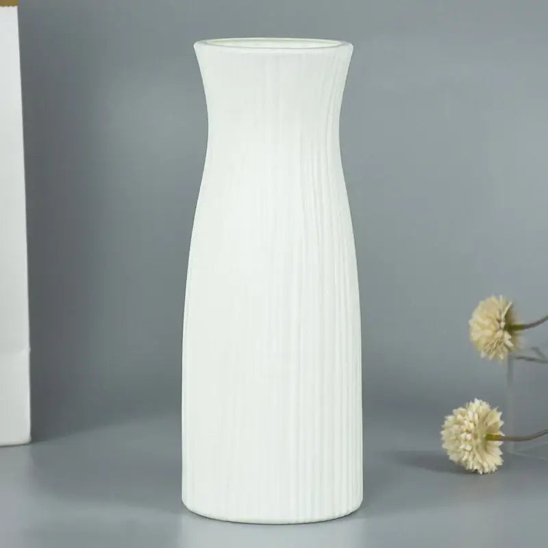 White Faceted Flower Vase - B13