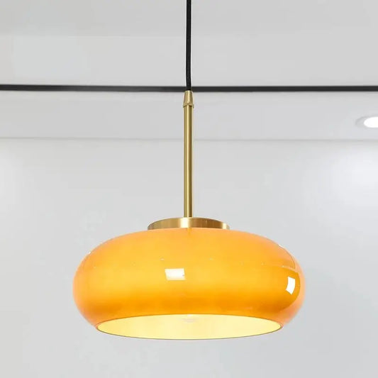 Amber Copper Pendant Light - Orange