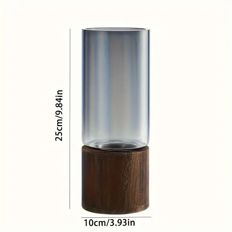 Retro Glass Wood Vase - M-1