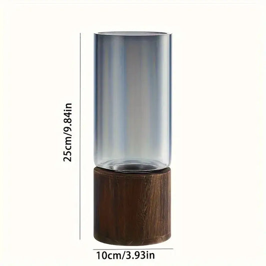 Retro Glass Wood Vase - M-1