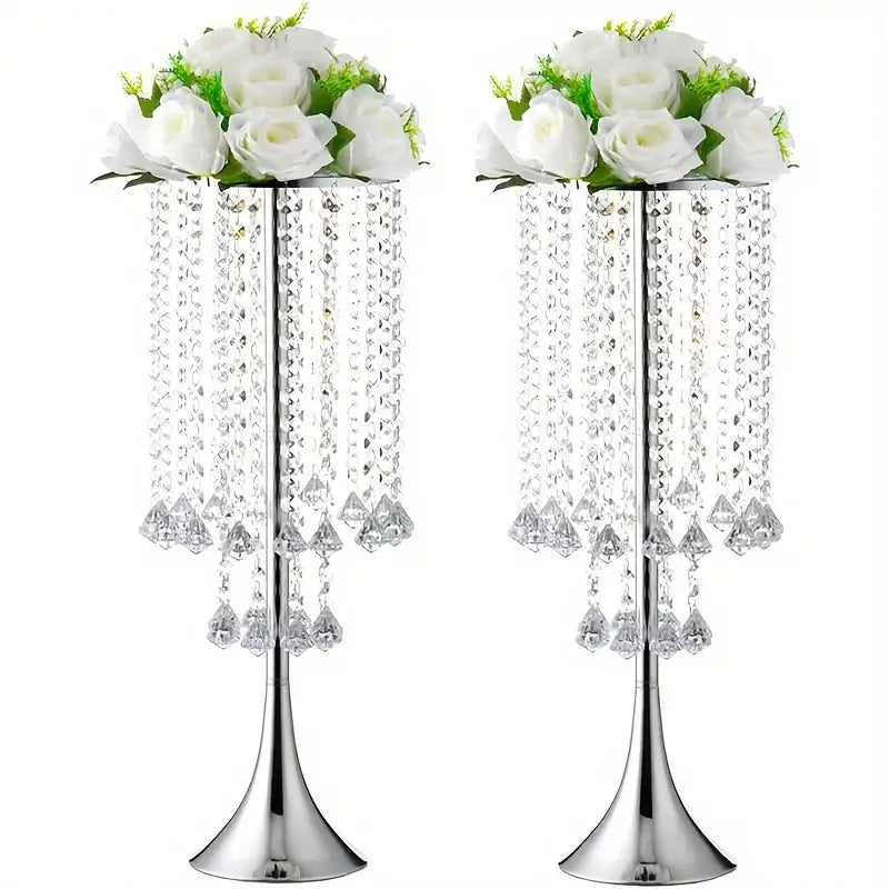 Gold Crystal Flower Stand - Silver-2pcs / United States