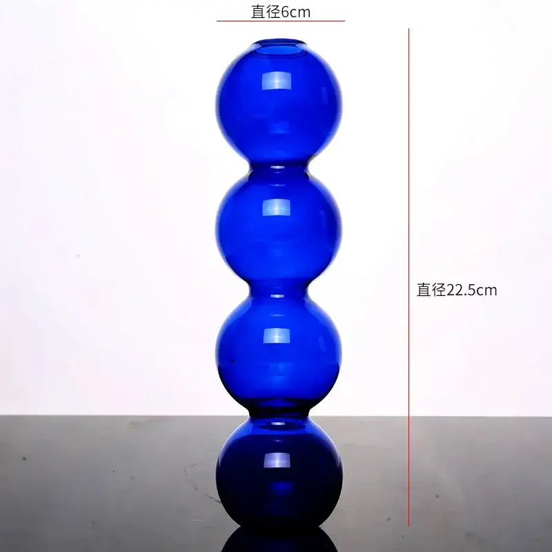 Blue Stacked Glass Vase Set - Blue-high 22cm