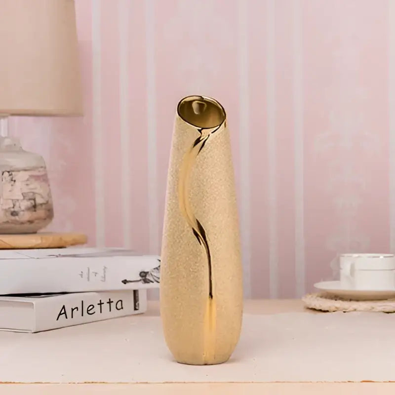 Gold Cream Ceramic Vase Set - 5