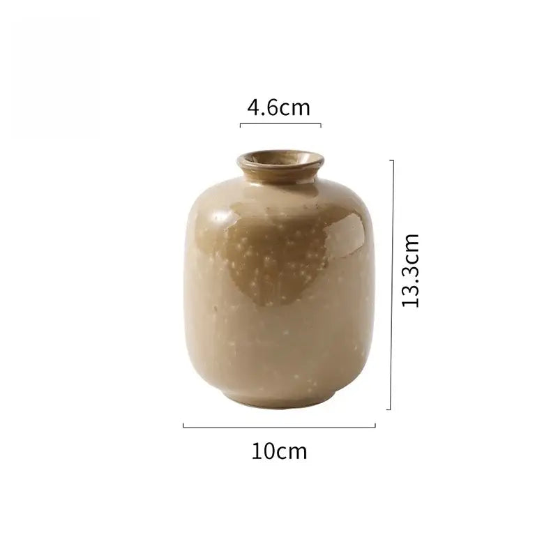 Beige Speckled Ceramic Vase - AS Picture Yellow / CHINA