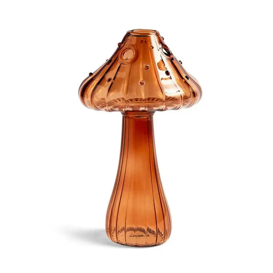 Translucent Glass Mushroom Vase - brown