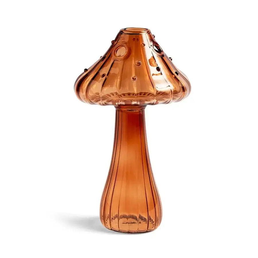 Translucent Glass Mushroom Vase - brown
