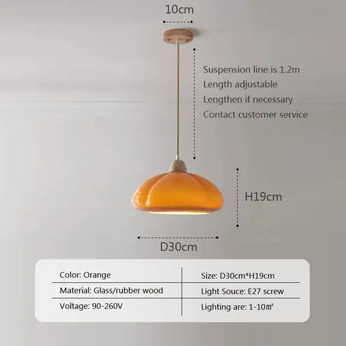 Amber Glass Pendant Lamp - Orange