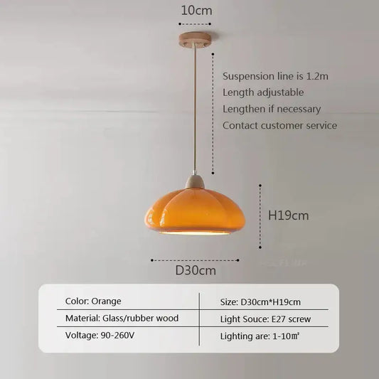 Amber Glass Pendant Lamp - Orange