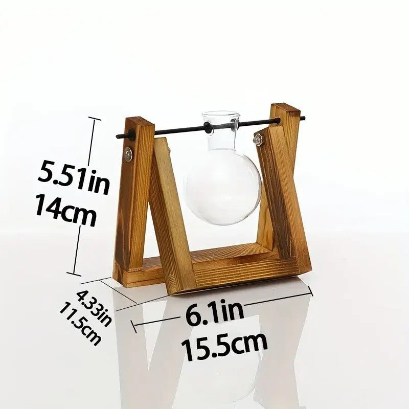 Wood Glass Propagation Vase - A
