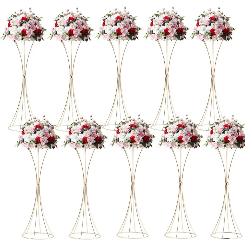 Gold Trumpet Vase Stand - 10Pcs