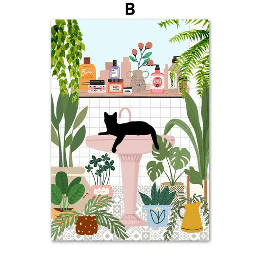 Botanical Green Plant Set - B / 40X50cm No Framed