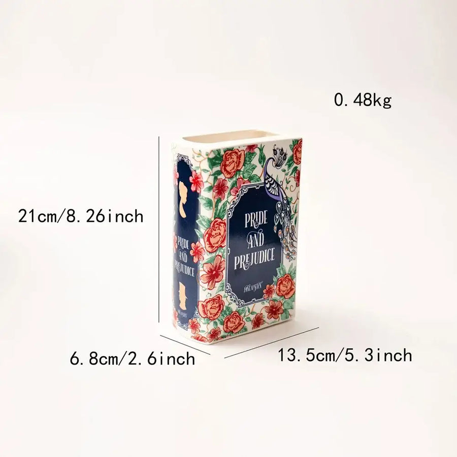Navy Ceramic Book Vase - A