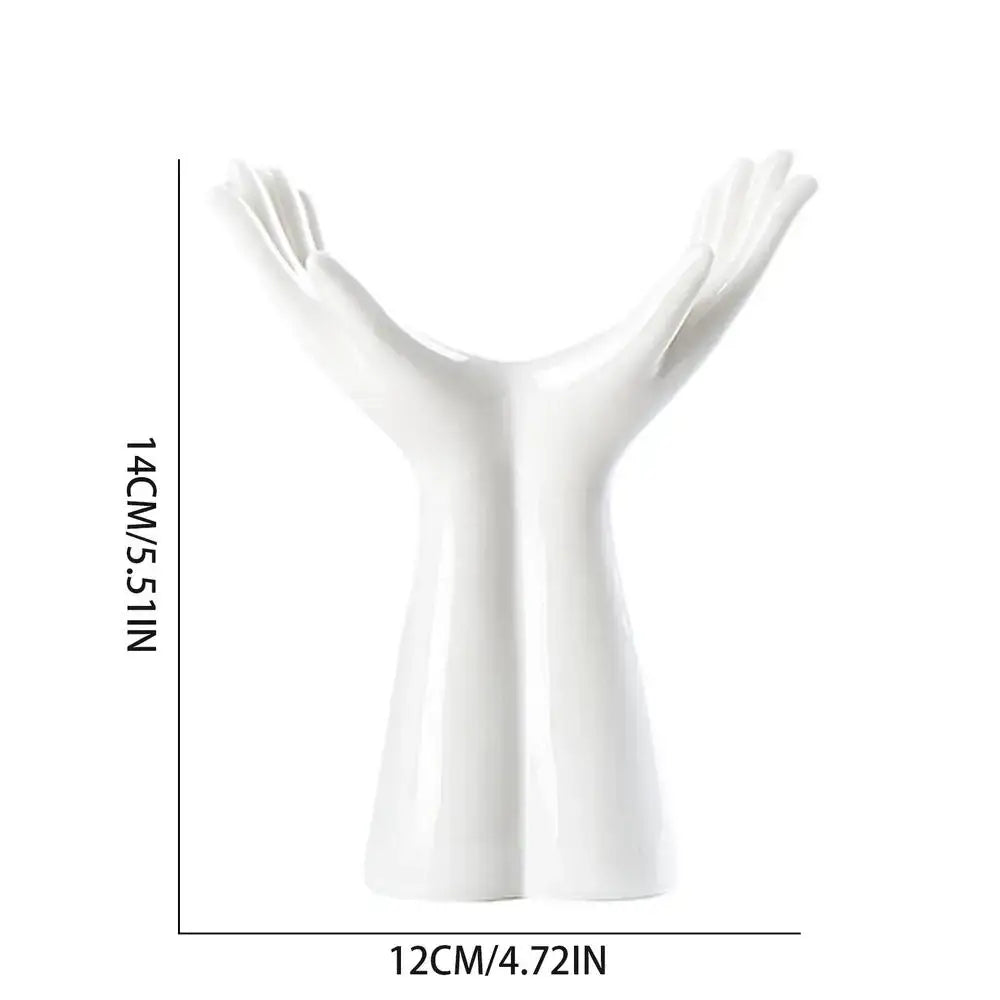 White Hand Resin Vase - 14x12CM / CHINA