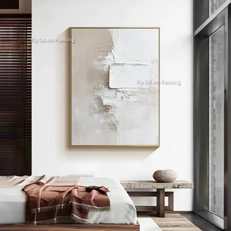 Beige Abstract Canvas Art - 02 / 120x180cm unframed