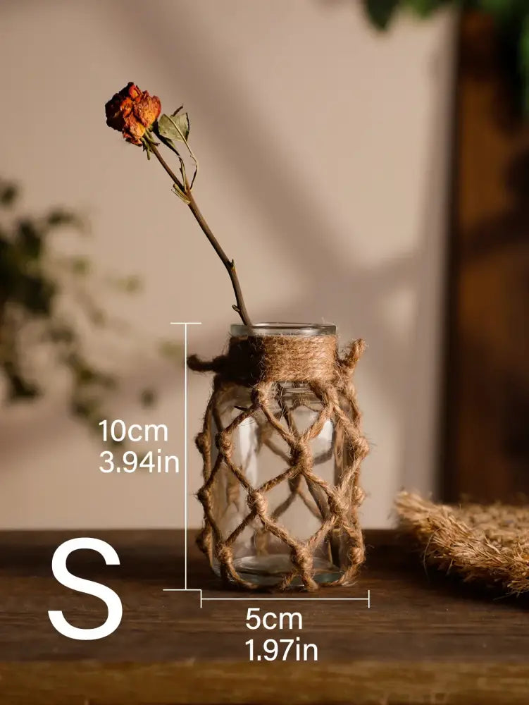 Glass Hemp Hanging Vase - TK815-RXHP286