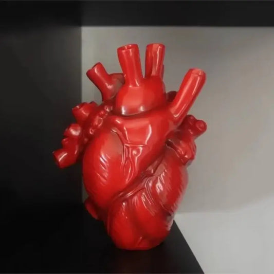 Red Resin Heart Vase - Red1