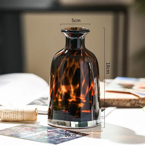 Amber Glass Leopard Vase - B-1PCS