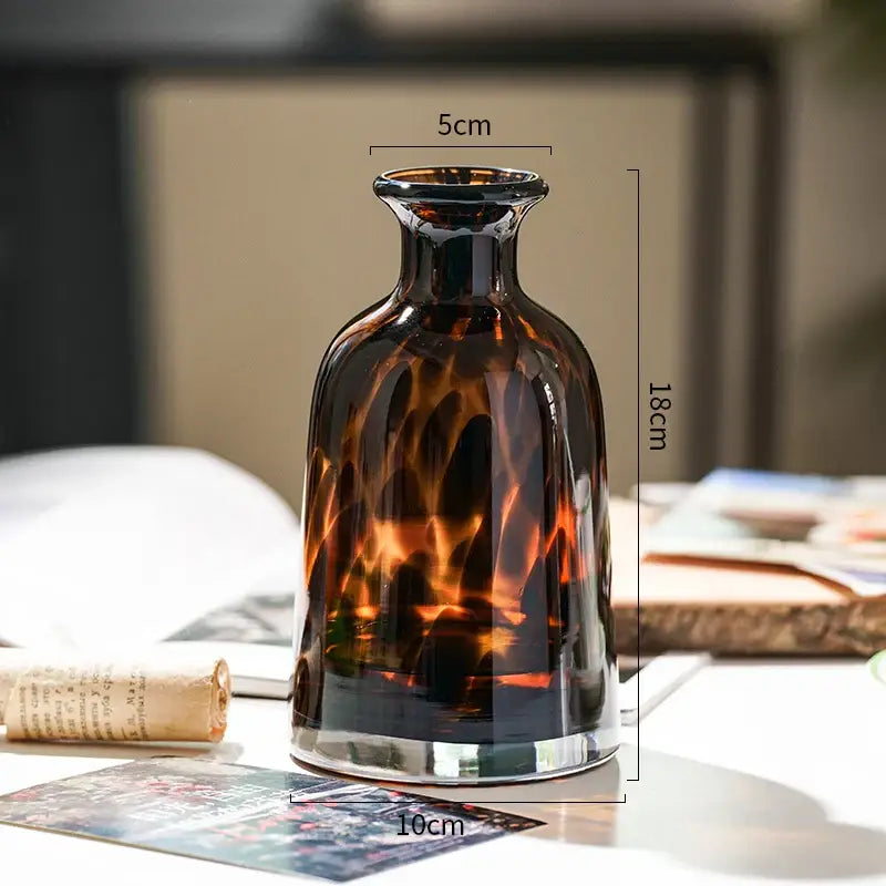 Amber Glass Leopard Vase - B-1PCS