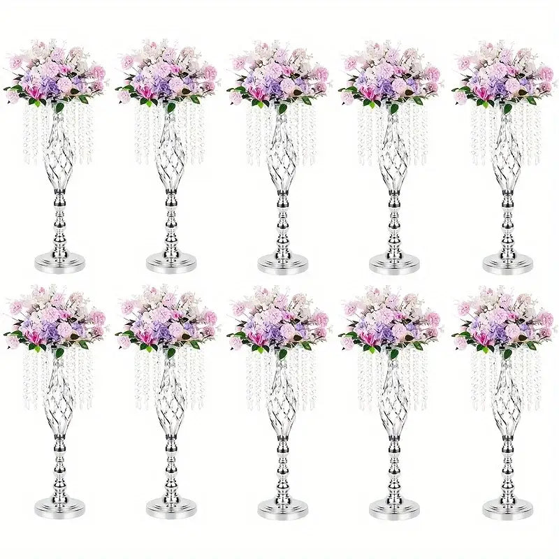 Gold Crystal Metal Vases - Silver-10pcs / United States