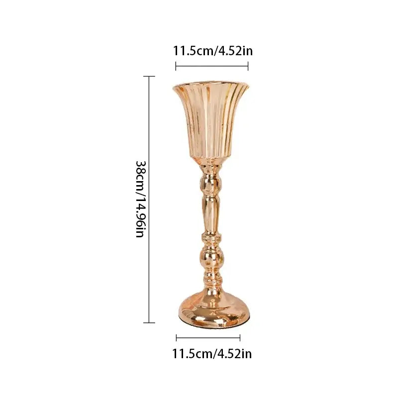 Gold Metal Trumpet Vase - L