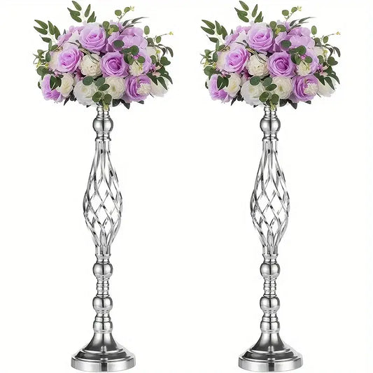 Silver Metal Vase Set - Silver-2pcs / United States