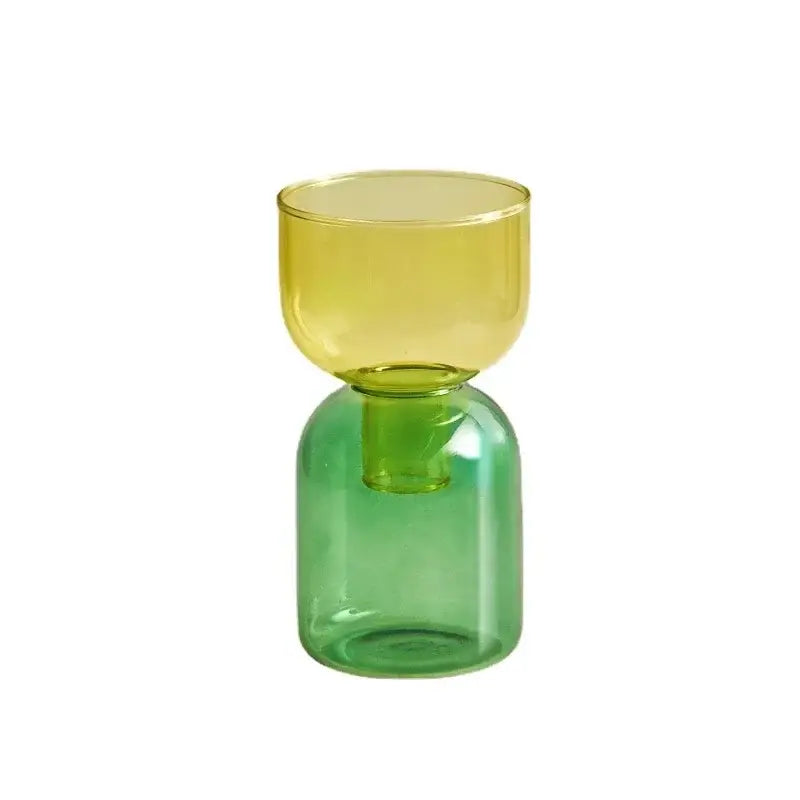 Pink Two-Part Glass Vase Set - YellowGreen Set