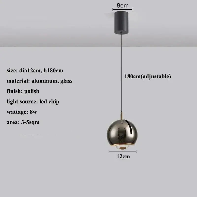 Gold Silver LED Pendant - Black