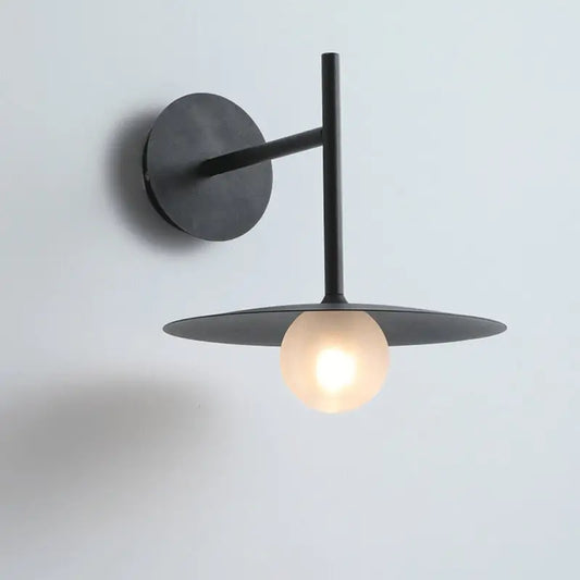 Black Disc Wall Sconce - Black / Medium
