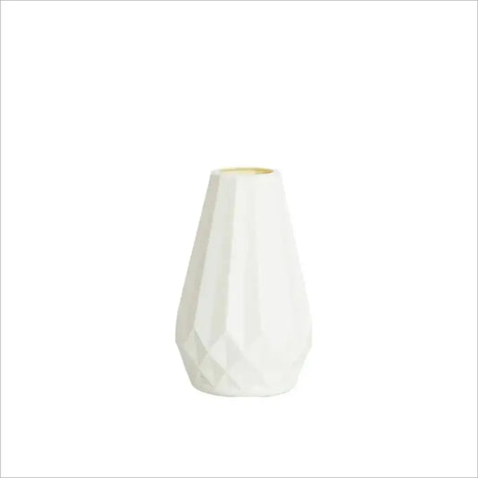 Teal Diamond Flower Vase - White