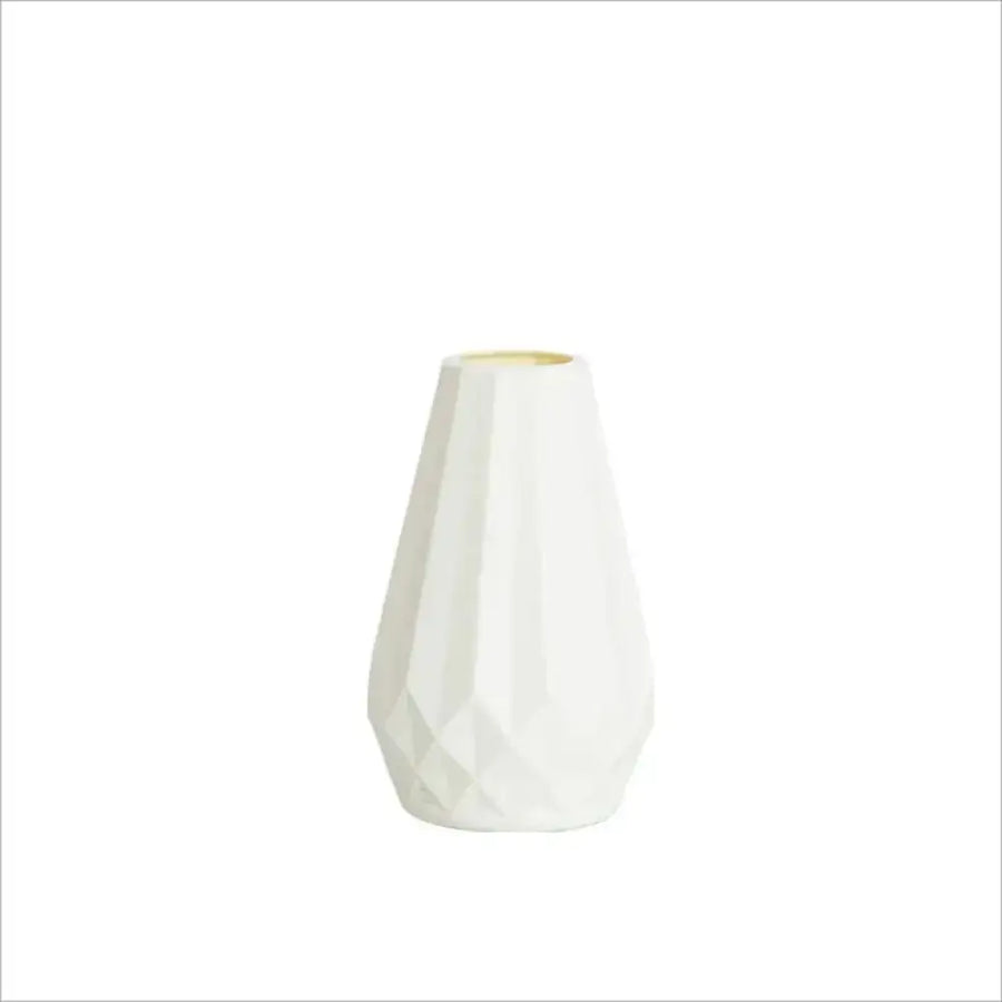Teal Diamond Flower Vase - White