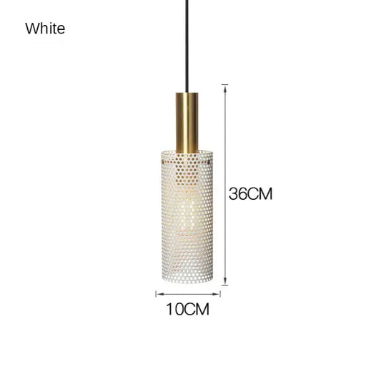 Black Metal Pendant Light - White-D10xH36CM