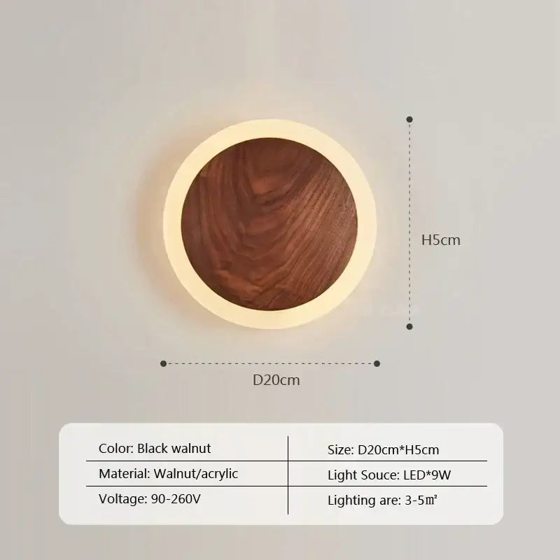 Walnut LED Wall Sconce - Medium - 20 cm (7.87 inches)
