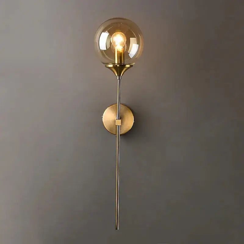 Brass Amber Glass Sconce - Amber