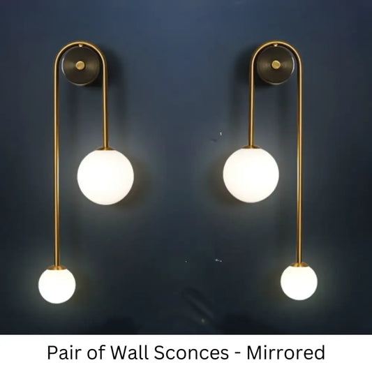 Gold Moroccan Wall Sconces - Pair of Wall Sconces / 2 Glass Shades