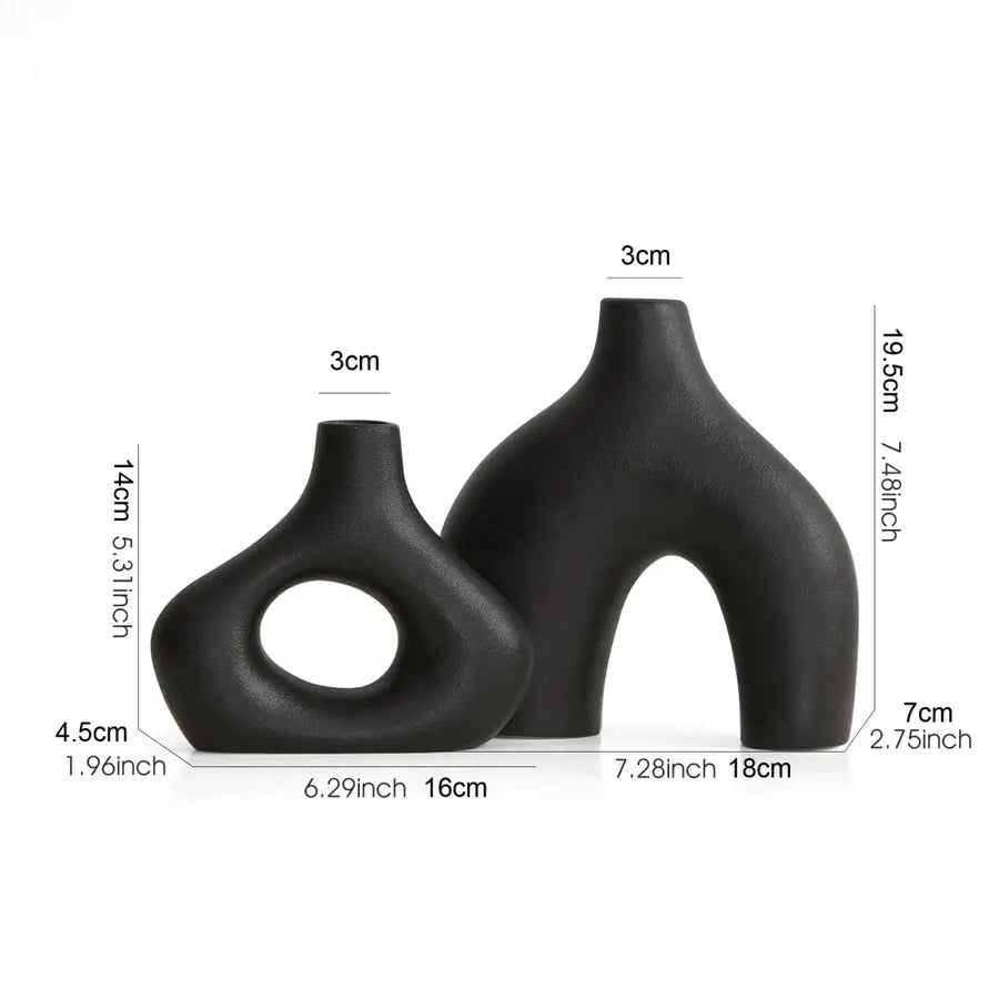 Matte Black Nordic Vase - vase 2pcs
