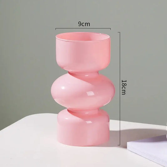 Black Stacked Ceramic Vase - Pink